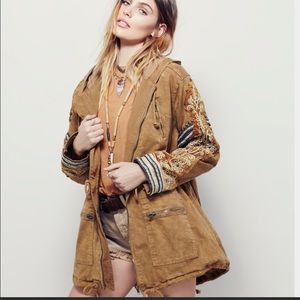 Free People Golden Quills Military Parka Jacket